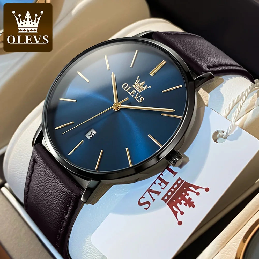 OLEVS 5869 Uhr für Herren Mode Einfach Japanisches Quarzwerk Herrenuhren Gehäusedicke 6,5 mm Top-Markenkalender Zeigeruhr