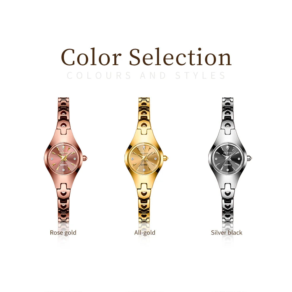 OLEVS 7082 Damenarmbanduhr Hochwertige Elegante Original Quarz-Armbanduhr Wasserdicht Leuchtend Wolframstahl-Uhren für Frauen