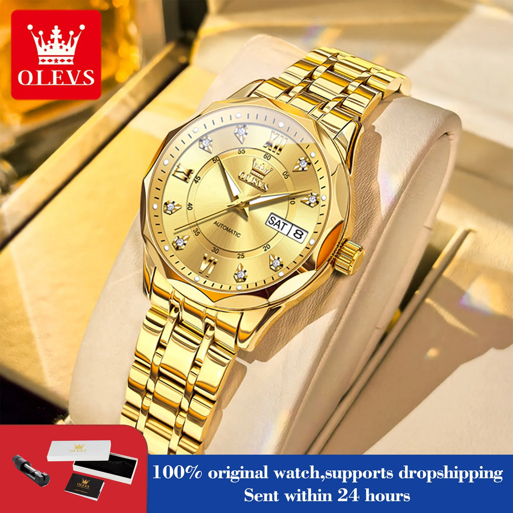 OLEVS 6727 Automatikuhr Damen Top Marke Luxus Wasserdichte Mechanische Uhr Für Frauen Doppelkalender Damen Kleideruhr