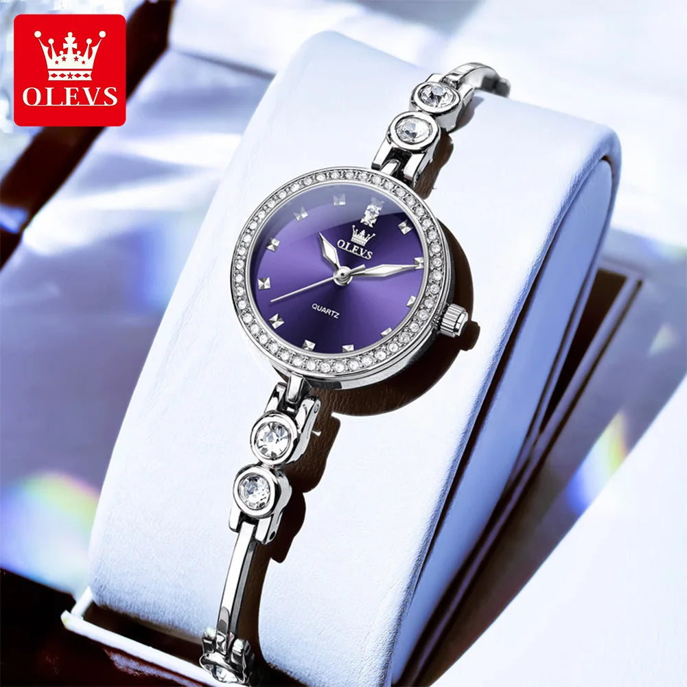 OLEVS 5670 Neue Damenarmbanduhren Wasserdichte Leuchtquarzuhr Edelstahlarmbanduhren für Damen Armbanduhr Reloj Mujer