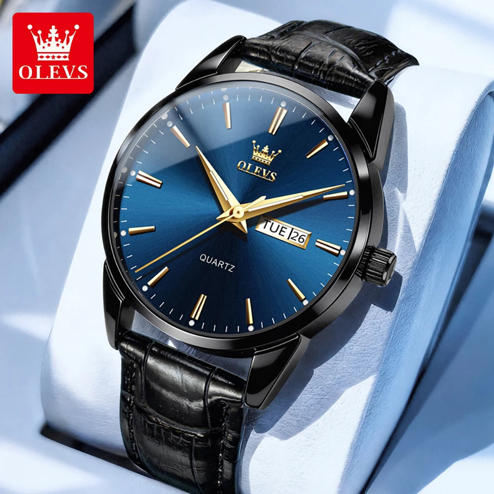 OLEVS Armbanduhr Herren Klassische Quarzuhr für Herren Wasserdichte Leuchtende Geschäftsuhr Wochenanzeige Datum Herrenuhr 6898