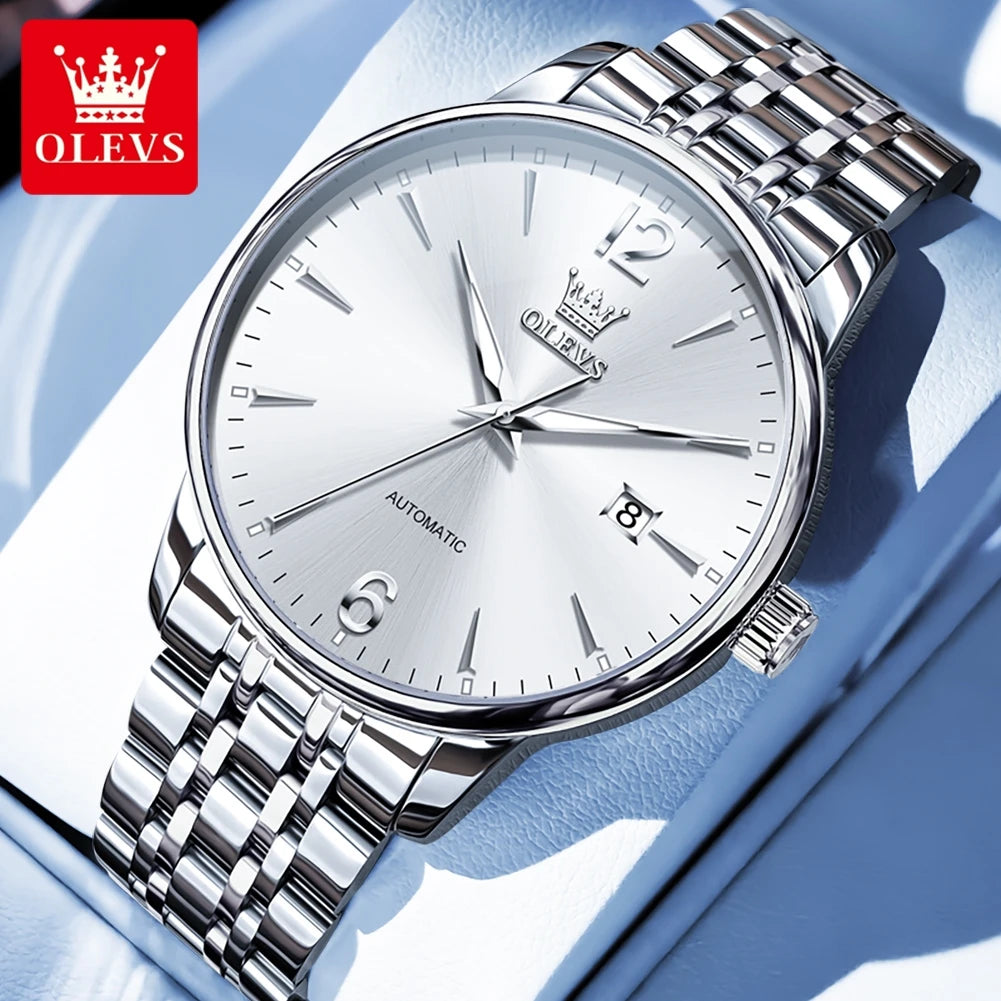 OLEVS 6741 Uhren für Herren, originelle Modemarke, automatische mechanische Uhren, Datumsanzeige, Herrenuhren, Geschenke, wasserdicht, leuchtend