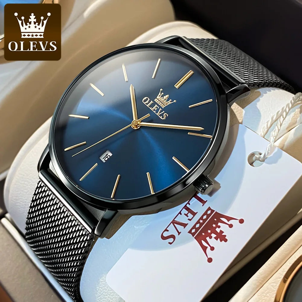 OLEVS 5869 Uhr für Herren Mode Einfach Japanisches Quarzwerk Herrenuhren Gehäusedicke 6,5 mm Top-Markenkalender Zeigeruhr