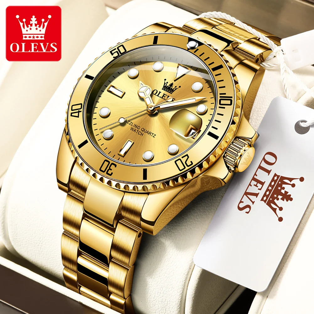 OLEVS 5885 Herrenuhr Top Marke Wasserdicht Edelstahl Kalender Mode Herren Handuhr Original Klassische Herren Armbanduhr