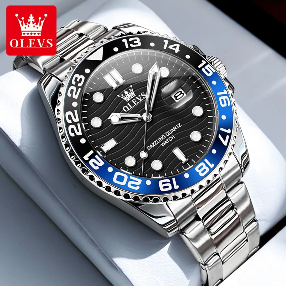 OLEVS 3610 Luxury Man Watch Steel Strap Original Calendar Quartz Watch For Men 30M Waterproof Luminous Business Men's Hand Clock