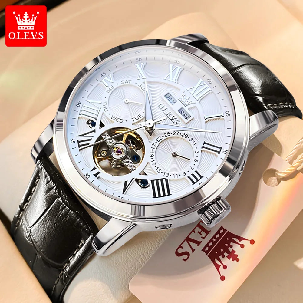OLEVS 6668 Herren Automatikuhren Römische Skala Mechanische Uhr für Herren Top-Marke Wasserdichtes Automatikdatum Original Herren Handuhr
