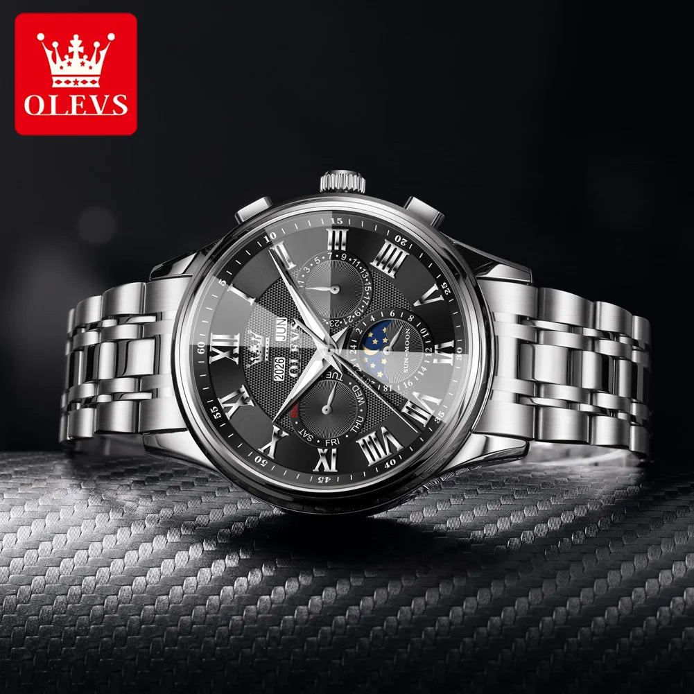 OLEVS 7113 Herrenuhr Luxus Mondphase Mechanische Uhren Für Herren Wasserdicht Automatische Datums Wochenuhr Handuhr Geschenkbox