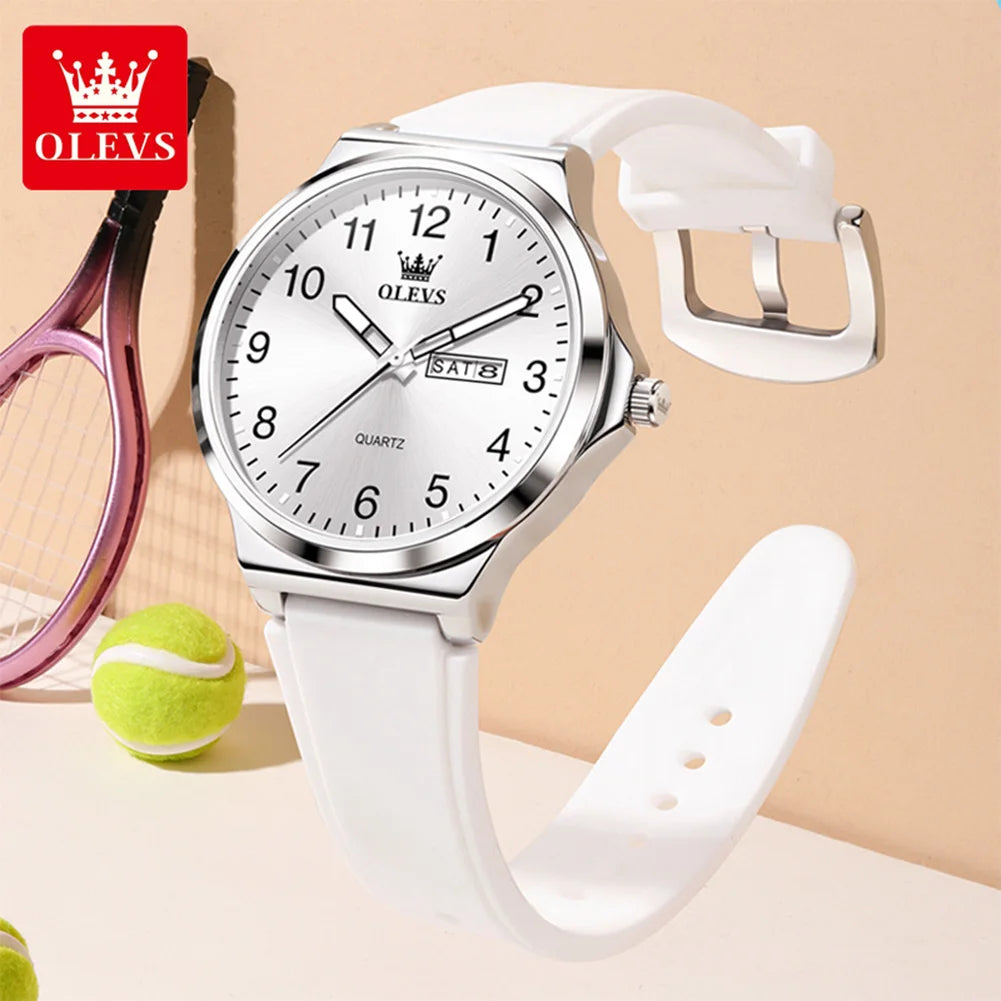 OLEVS 5647 Herrenuhr Mode Große Zifferblatt Quarzuhr Für Männer Ziffernskala Wasserdicht Leuchtend Dual Kalender Einfache Zeigeruhr