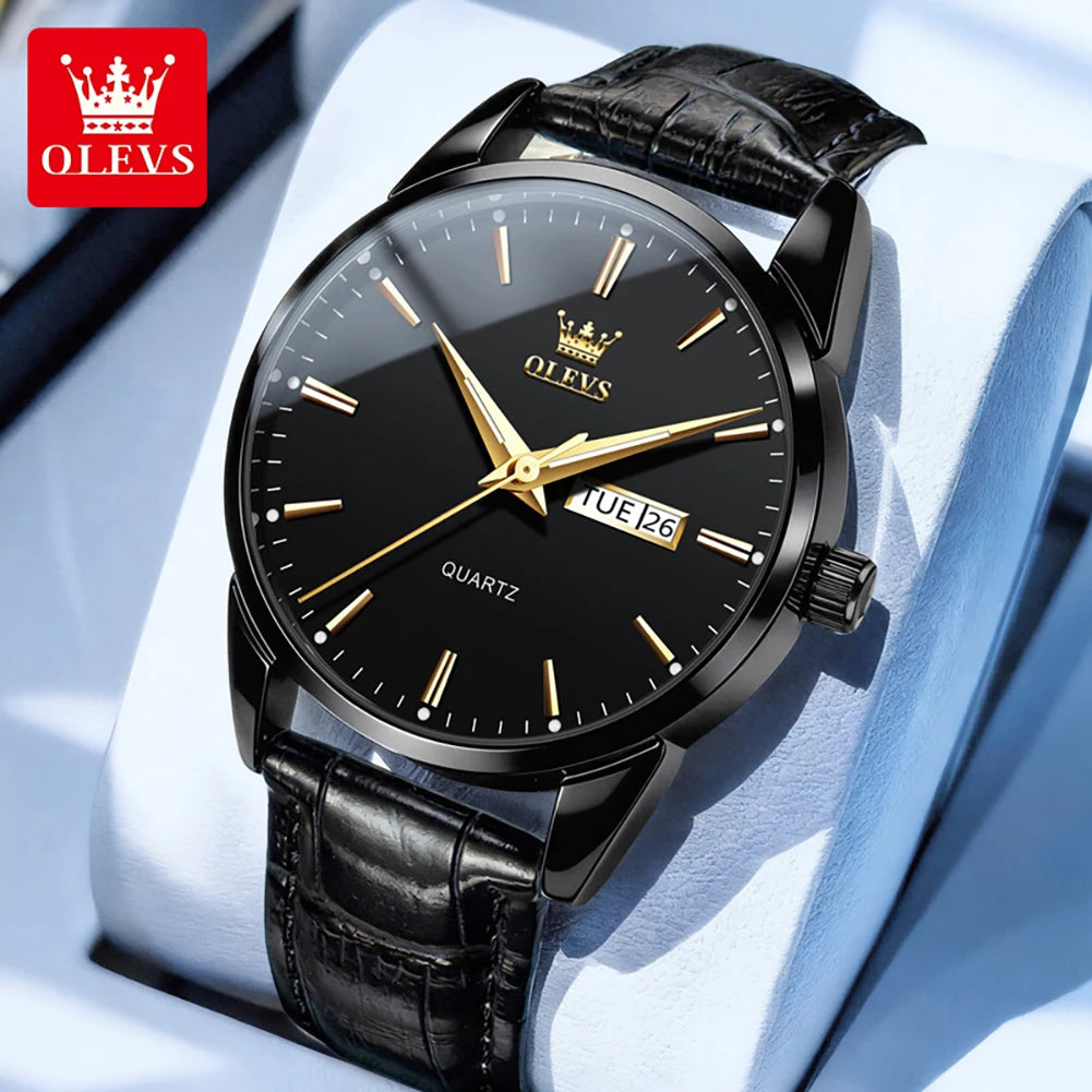 OLEVS Armbanduhr Herren Klassische Quarzuhr für Herren Wasserdichte Leuchtende Geschäftsuhr Wochenanzeige Datum Herrenuhr 6898