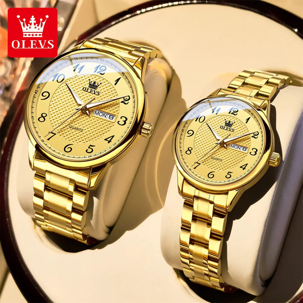 OLEVS 5667 Aufgerüstete Partneruhr Original Luxus Importiertes Uhrwerk Quarzuhren Für Damen und Herren Wasserdicht Leuchtend Reloj