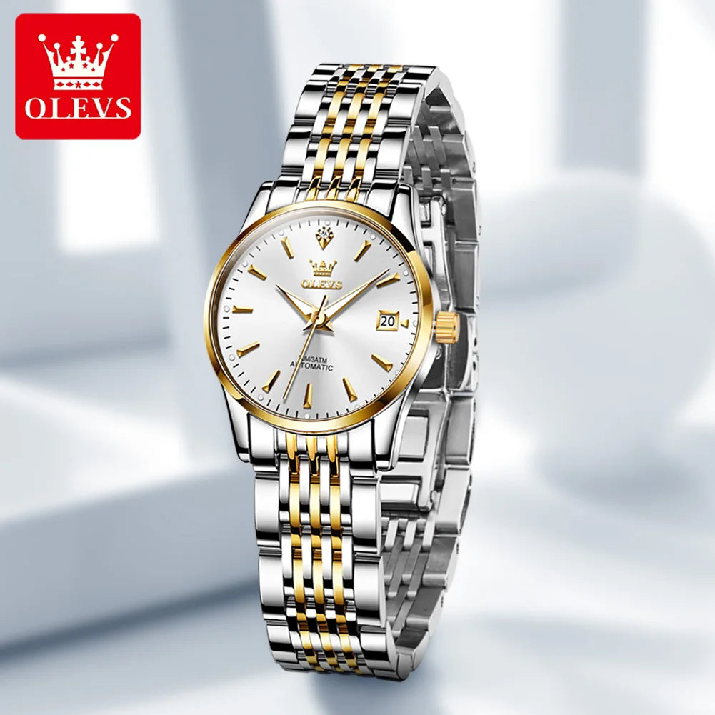 OLEVS Original Luxus Eleganz Uhren Damen Automatische Mechanische Uhren Wasserdicht Auto Datum Damenuhr Handuhr 6635