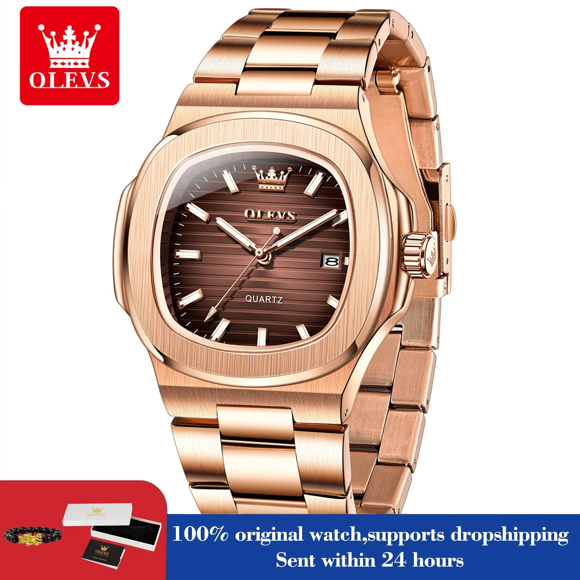 OLEVS 3696 Top-Markenmode-Datum-Quarzuhr Original Wasserdichte Leuchtende Uhr Für Herren Armbanduhr Großes Zifferblatt 44mm