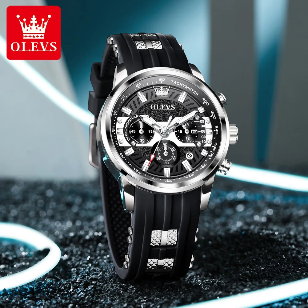 OLEVS 3690 Herrenuhr Wasserdichte Kalender Quarz-Armbanduhr für Herren Hohe Härte Spiegel Leuchtend Original Mode Herrenuhr