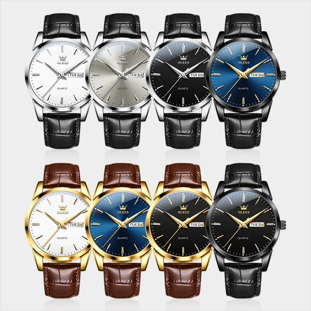 OLEVS Armbanduhr Herren Klassische Quarzuhr für Herren Wasserdichte Leuchtende Geschäftsuhr Wochenanzeige Datum Herrenuhr 6898