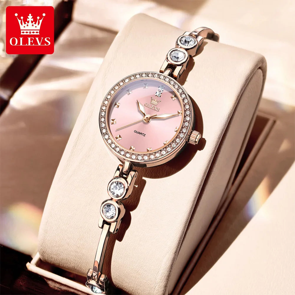 OLEVS 5670 Neue Damenarmbanduhren Wasserdichte Leuchtquarzuhr Edelstahlarmbanduhren für Damen Armbanduhr Reloj Mujer