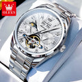 OLEVS 7028 Herren Automatikuhr Hohl Skelett Mechanische Uhr für Herren Wasserdicht Moonswatch Automatisches Datum Römische Skala Handuhr