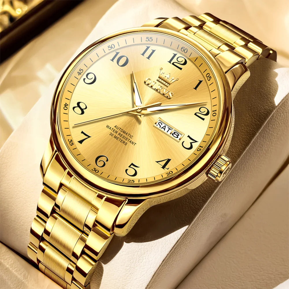 OLEVS 7072 Herrenuhr Mode Original Mechanische Uhren Für Herren Dual Kalender Wasserdicht Business Automatische Handuhr