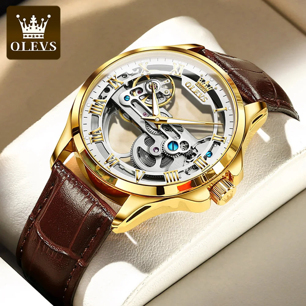 OLEVS 6661 Automatikuhr für Herren Skelett Original Mechanisches Uhrwerk Herrenarmbanduhr Wasserdicht Leuchtende Sport Herrenuhren