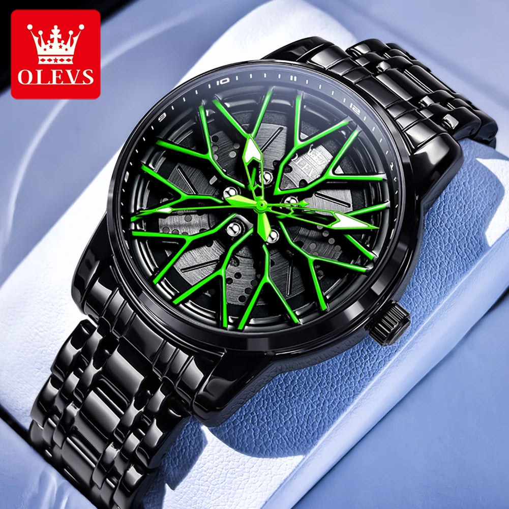 OLEVS 3701 Quarzuhr Herren Stahlarmband Hohl Mode Wasserdichte Uhr für Männer Leuchtende Top Marke Original Männliche Handuhr