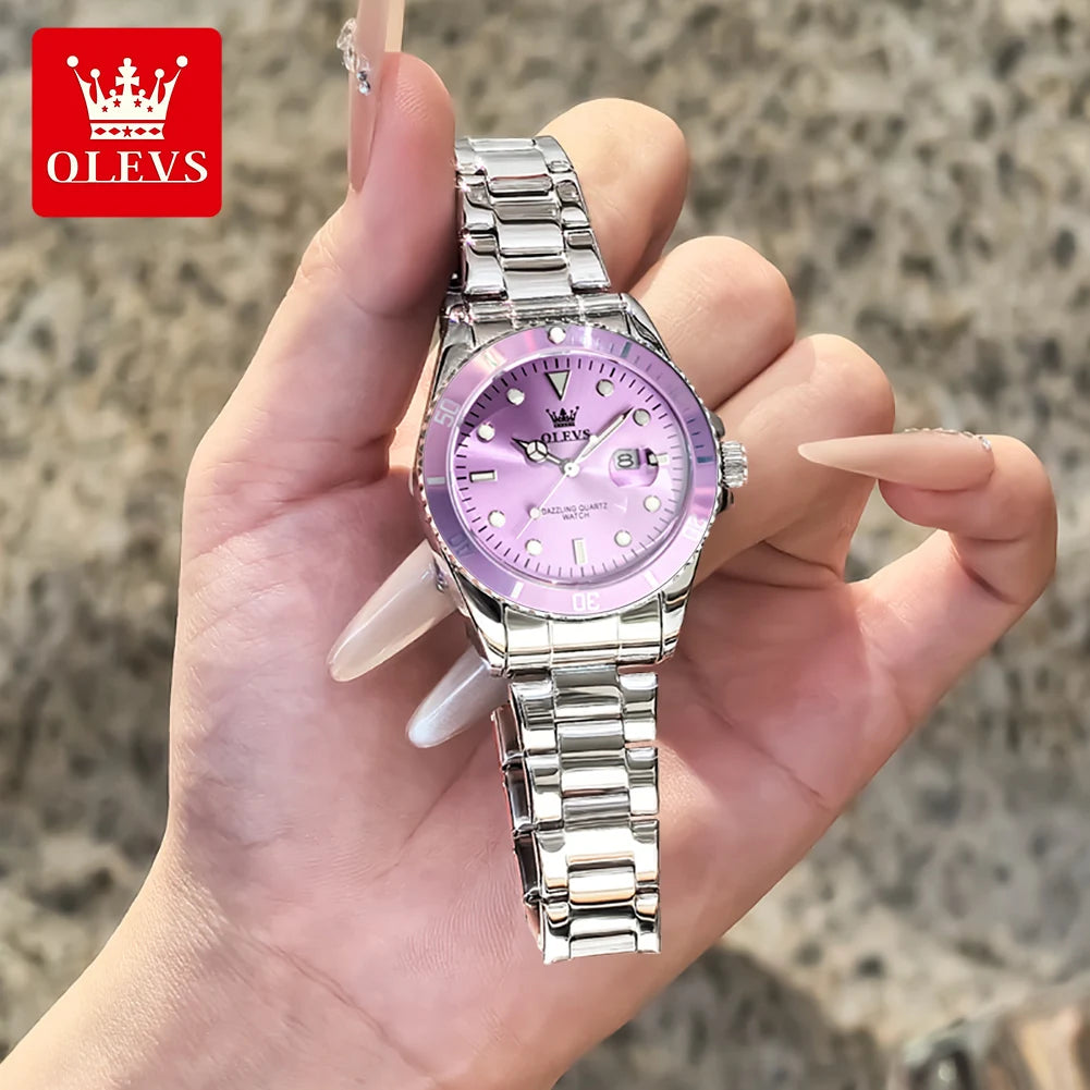 OLEVS 5885 Damenuhr Mode Chronograph Datum Wasserdicht Leuchtend Quarzuhr Damenuhr Original Luxus Damenuhr