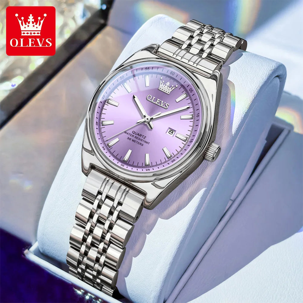 OLEVS 3703 Uhr für Damen Mode Elegante Damen Quarzuhr Top Marke Wasserdicht Leuchtender Kalender Luxus Damen Armbanduhr