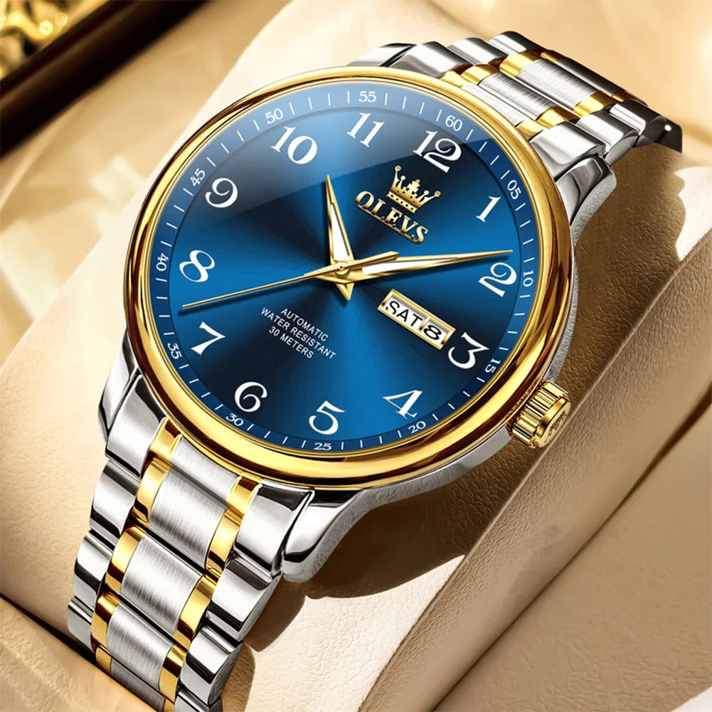 OLEVS 7072 Herrenuhr Mode Original Mechanische Uhren Für Herren Dual Kalender Wasserdicht Business Automatische Handuhr