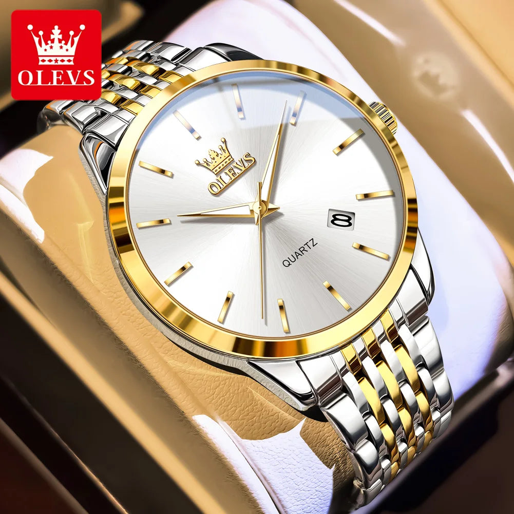 OLEVS 2907 Herrenuhr Original Einfache Quarzuhr für Männer Wasserdicht Leuchtende Datumsanzeige Herren-Armbanduhr Reloj