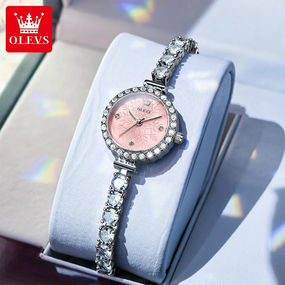 OLEVS 5889 Damen-Armbanduhr, elegant, modisch, Quarzuhr, wasserdicht, leuchtend, Kupferarmbanduhren für Damen, Geschenke, Schmuckverschluss