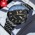 OLEVS Herren Luxus Mechanische Armbanduhren für Herren Wasserdichte Leuchtende Dual-Kalender Uhren Edelstahl-Uhr 7100