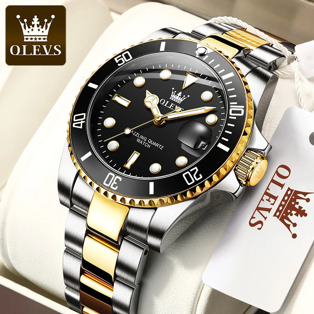 OLEVS 5885 Herrenuhr Top Marke Wasserdicht Edelstahl Kalender Mode Herren Handuhr Original Klassische Herren Armbanduhr