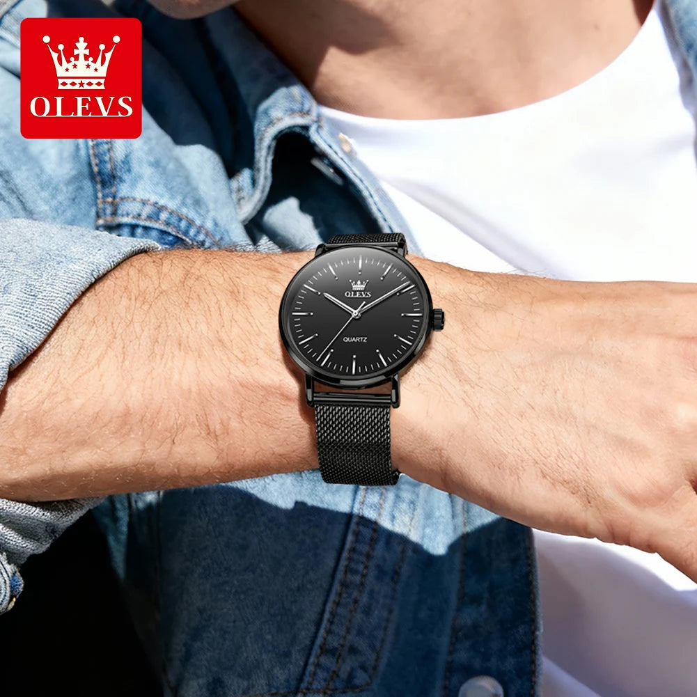OLEVS Herrenuhren Original Quarz Armbanduhren Wasserdicht Leuchtende Uhren für Herren Geschenkbox Schlankes Zifferblatt Reloj 7125 Neu