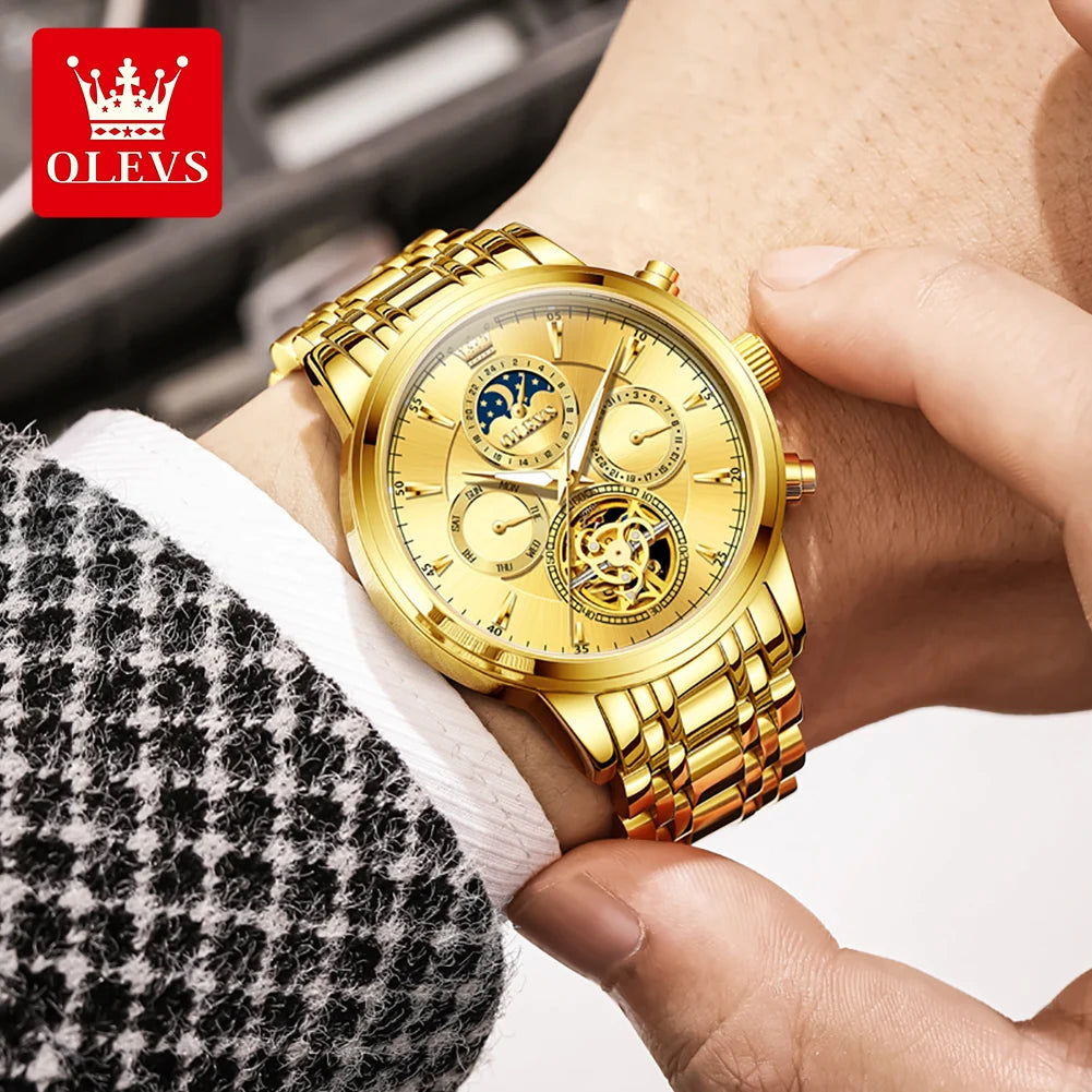 OLEVS 6746 Herrenuhr Business Fashion Skelett Automatische Mechanische Uhren für Männer Original Wasserdicht Leuchtende Herrenuhr