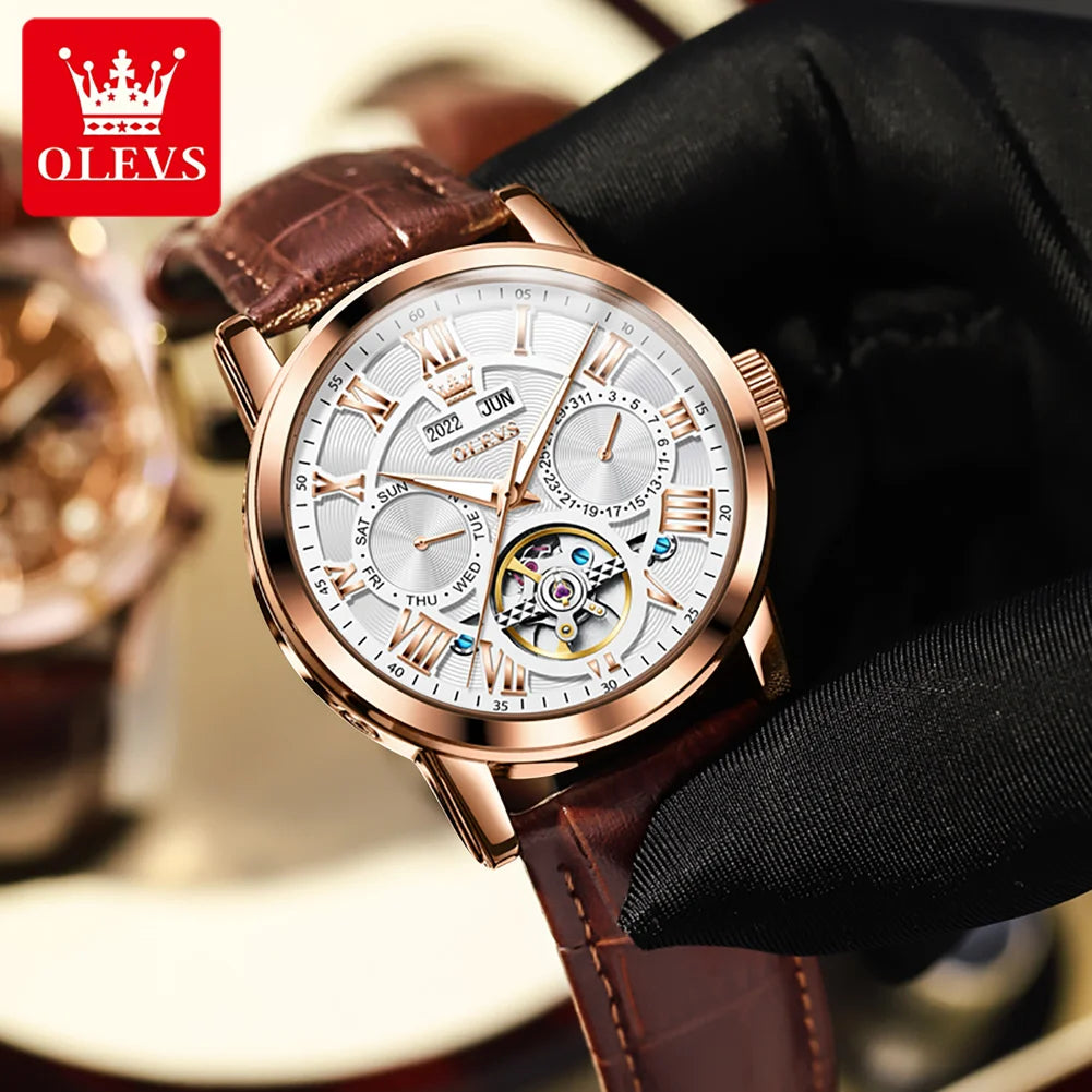 OLEVS 6668 Herren Automatikuhren Römische Skala Mechanische Uhr für Herren Top-Marke Wasserdichtes Automatikdatum Original Herren Handuhr