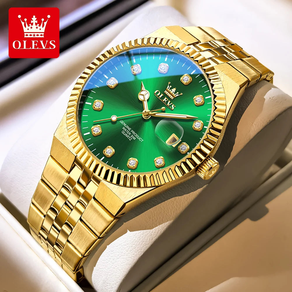 OLEVS 2989 Uhren für Herren Marke Original Quarzuhren Stahlband Wasserdicht Leuchtend Chronograph Datum Herrenuhr Geschenkbox