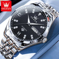 OLEVS 9801 Herrenuhr Wasserdicht Dual Kalender Luxus Mechanische Uhr Für Männer Diamant Zifferblatt Edelstahl Automatische Armbanduhr