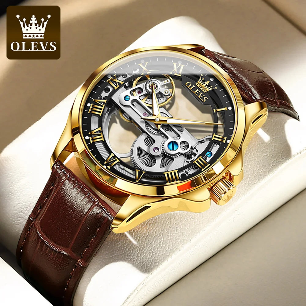 OLEVS 6661 Automatikuhr für Herren Skelett Original Mechanisches Uhrwerk Herrenarmbanduhr Wasserdicht Leuchtende Sport Herrenuhren