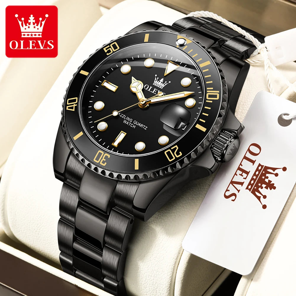 OLEVS 5885 Herrenuhr Top Marke Wasserdicht Edelstahl Kalender Mode Herren Handuhr Original Klassische Herren Armbanduhr