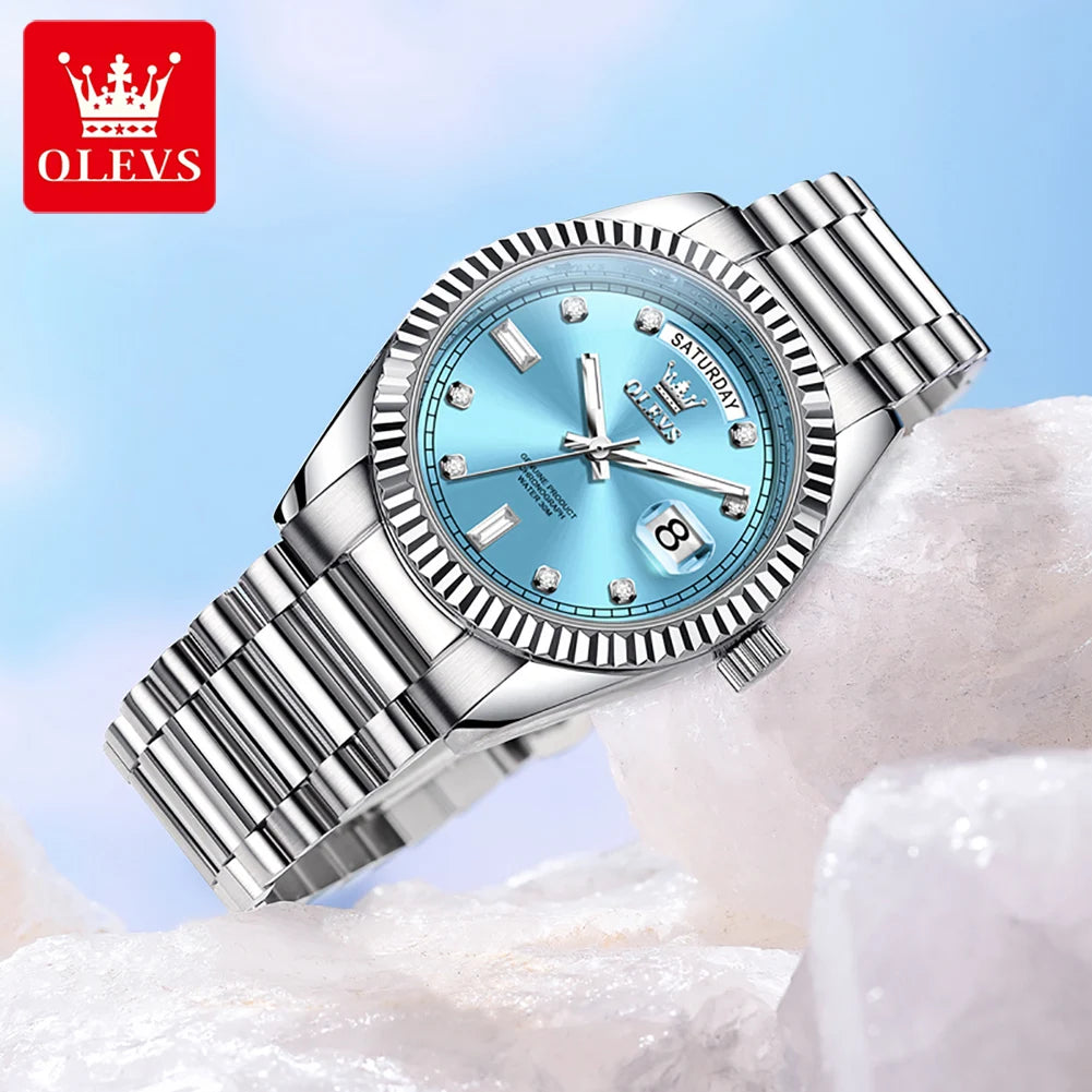 OLEVS 6736 Neue Original Herrenuhr Automatische Mechanische Uhr Luxusuhren für Herren 30M Wasserdicht Kalender Woche Zeigeruhr