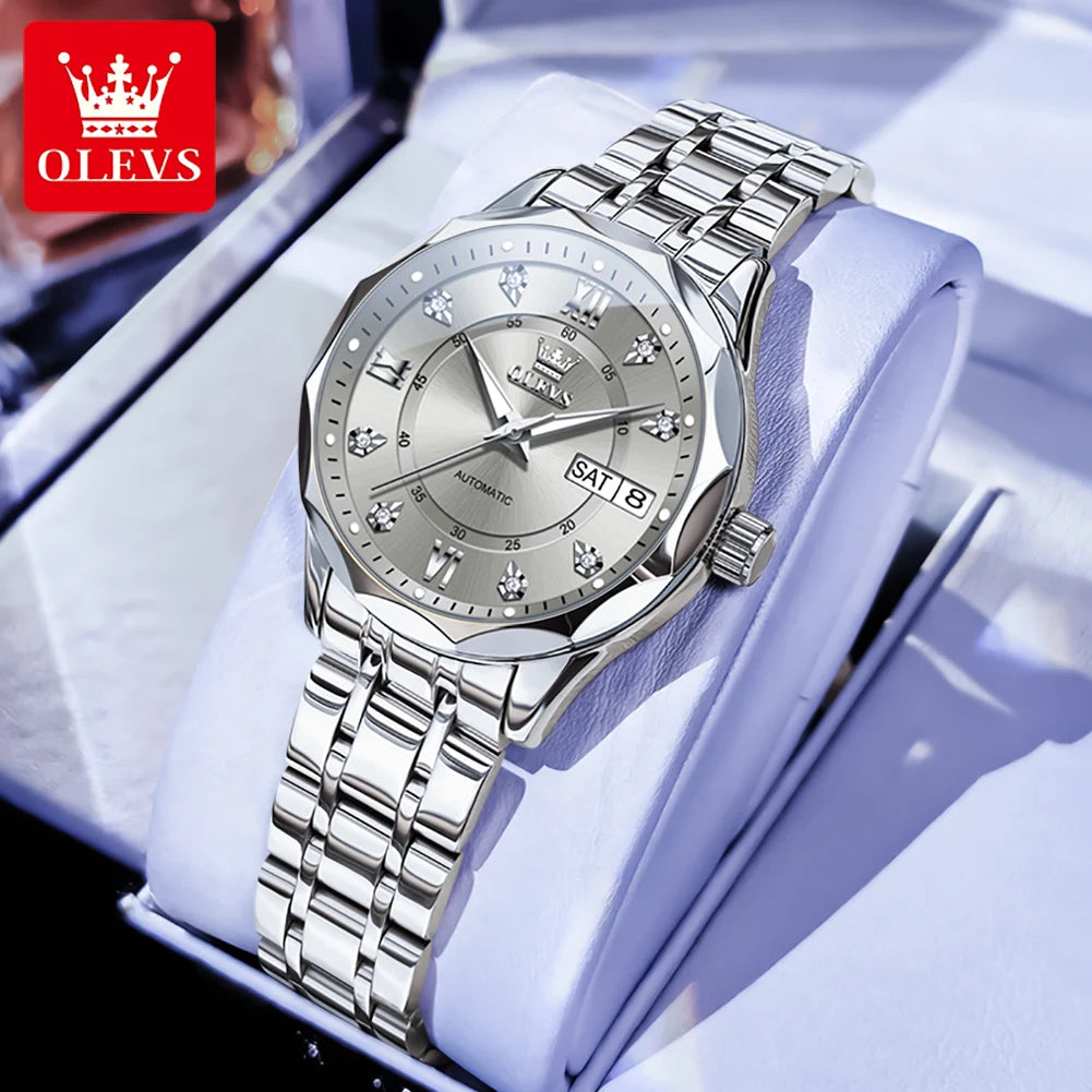 OLEVS 6727 Automatikuhr Damen Top Marke Luxus Wasserdichte Mechanische Uhr Für Frauen Doppelkalender Damen Kleideruhr
