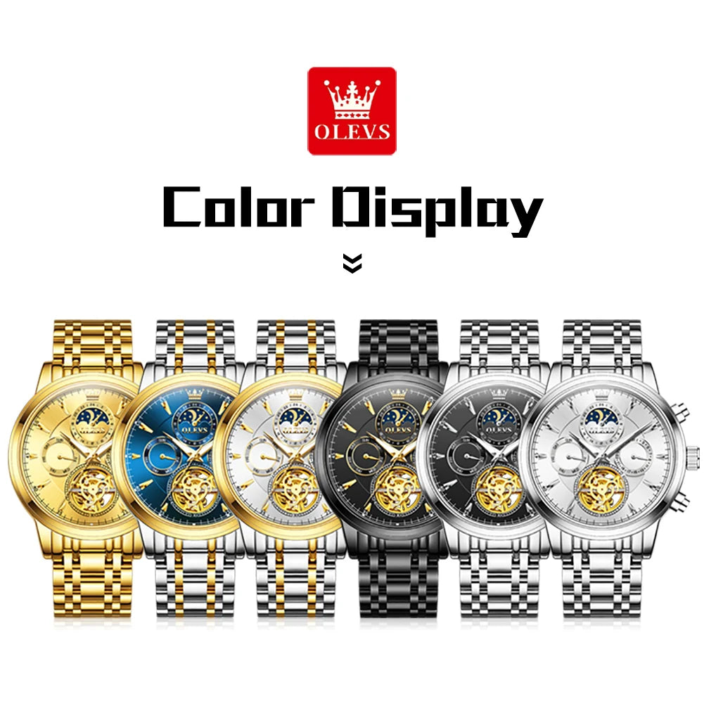 OLEVS 6746 Herrenuhr Business Fashion Skelett Automatische Mechanische Uhren für Männer Original Wasserdicht Leuchtende Herrenuhr