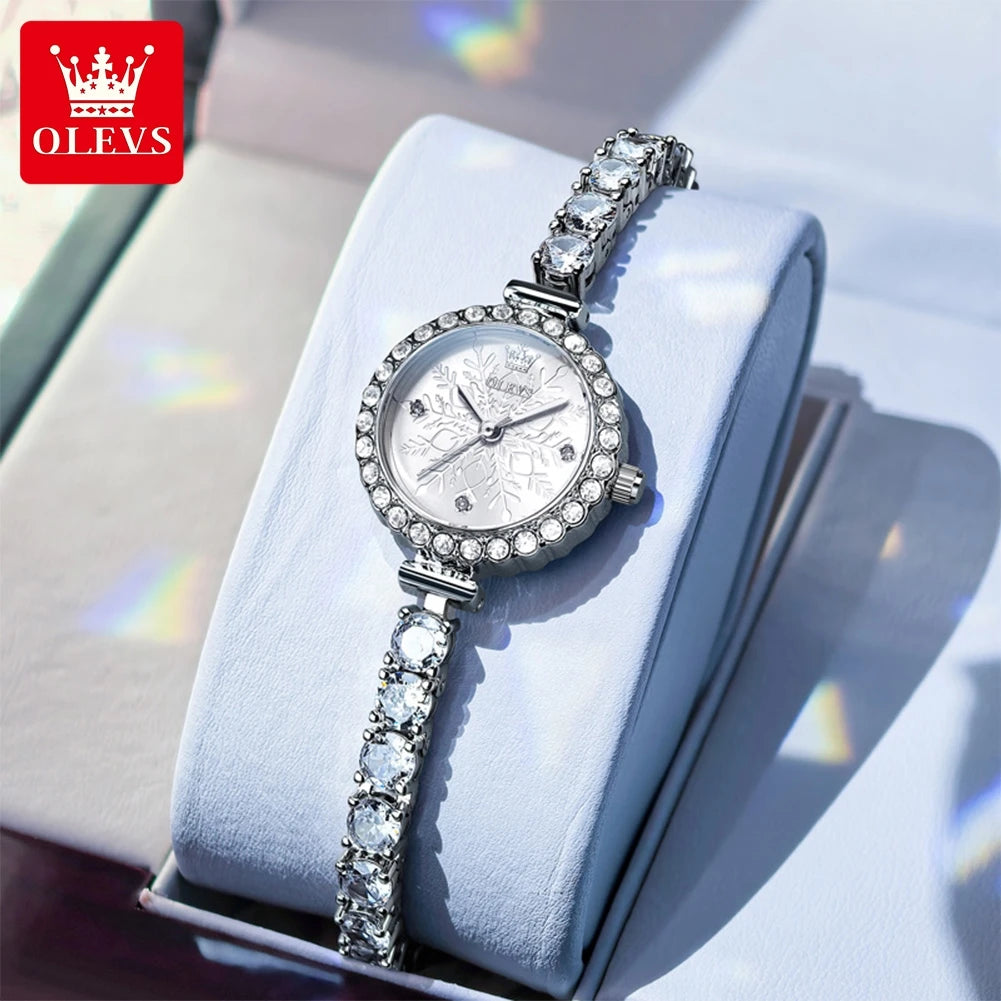 OLEVS 5889 Damen-Armbanduhr, elegant, modisch, Quarzuhr, wasserdicht, leuchtend, Kupferarmbanduhren für Damen, Geschenke, Schmuckverschluss
