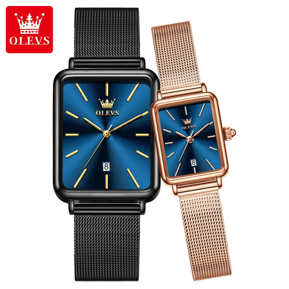 OLEVS 3692 Couple Watches Thin Case Simple Quartz Watch For Men Women Original Waterproof Calendar Fashion Business Hand Clock