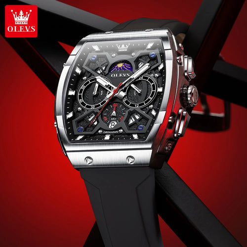OLEVS 2942 Luxus-Chronograph Quarzuhr für Herren 44mm großes Zifferblatt Mondphase Zeigeruhr Datum wasserdicht Original Modeuhren