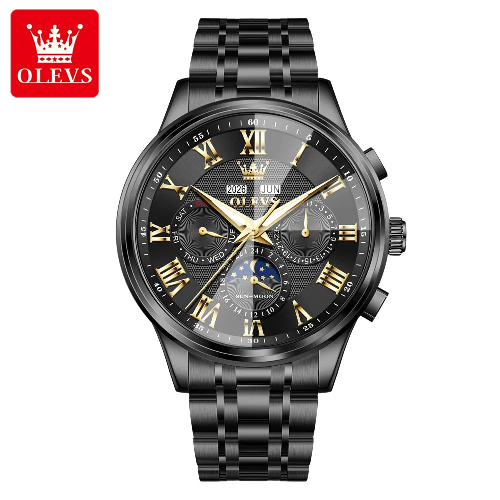 OLEVS 7113 Herrenuhr Luxus Mondphase Mechanische Uhren Für Herren Wasserdicht Automatische Datums Wochenuhr Handuhr Geschenkbox