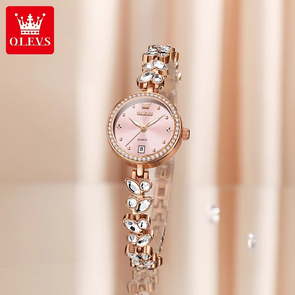 OLEVS 5679 Neue Damenuhr Elegante Modemarke Quarzuhr Wasserdichte leuchtende Uhren für Frauen Geschenke Armbandverschluss