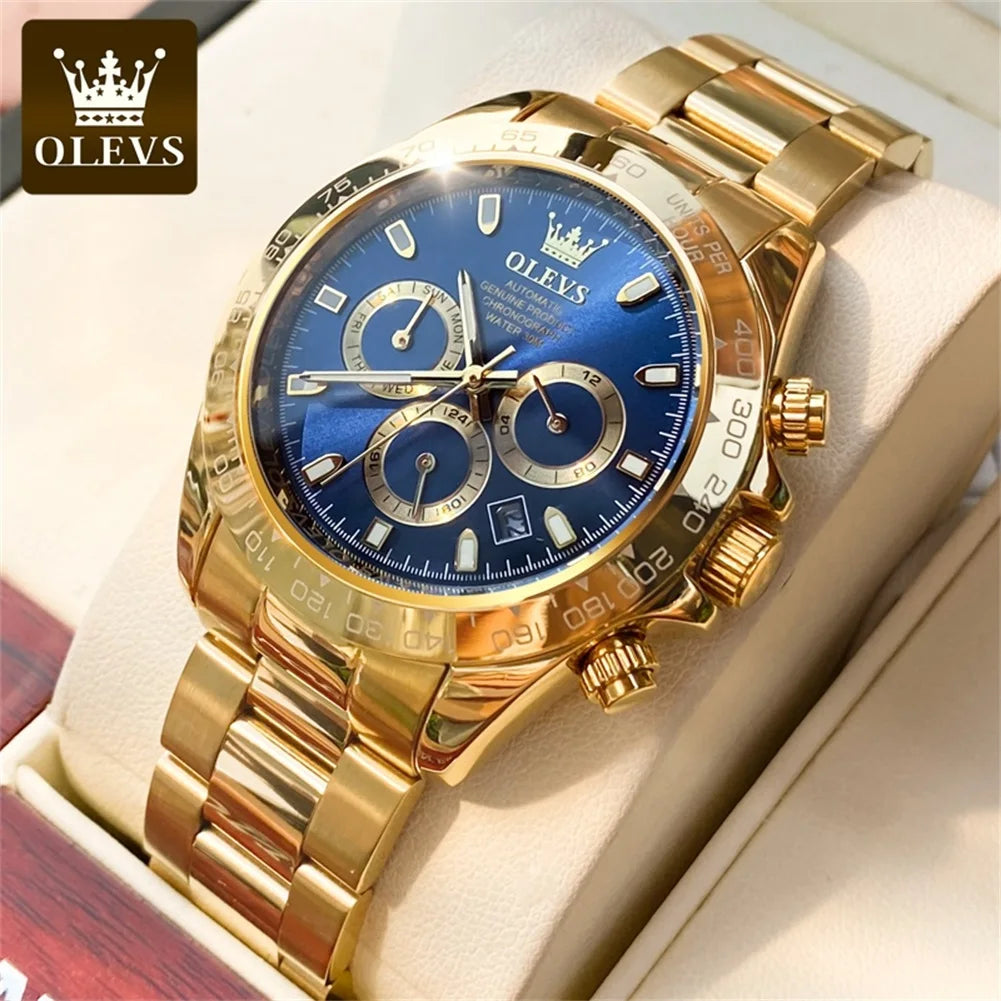 OLEVS Uhren Herren Original Luxus Multifunktions Automatische Mechanische Uhren Für Herren Wochenkalender Herren Dress Armbanduhr 6638