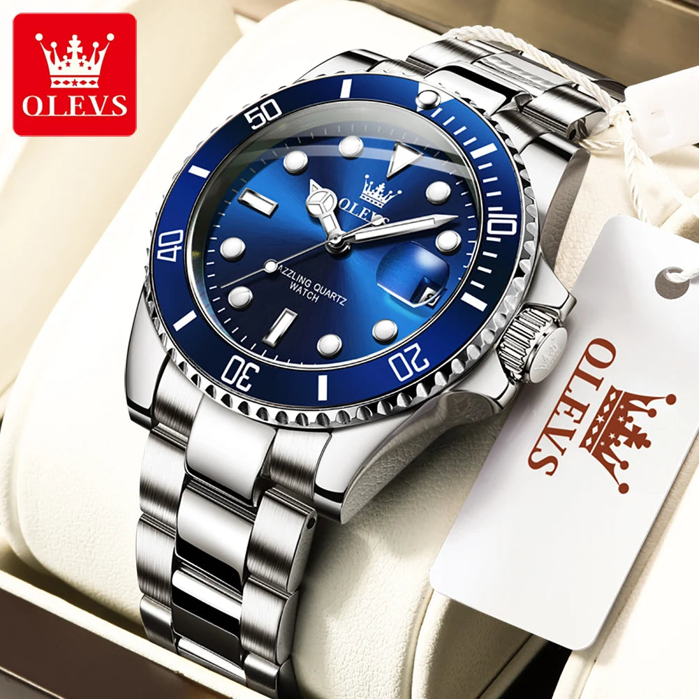 OLEVS 5885 Herrenuhr Top Marke Wasserdicht Edelstahl Kalender Mode Herren Handuhr Original Klassische Herren Armbanduhr