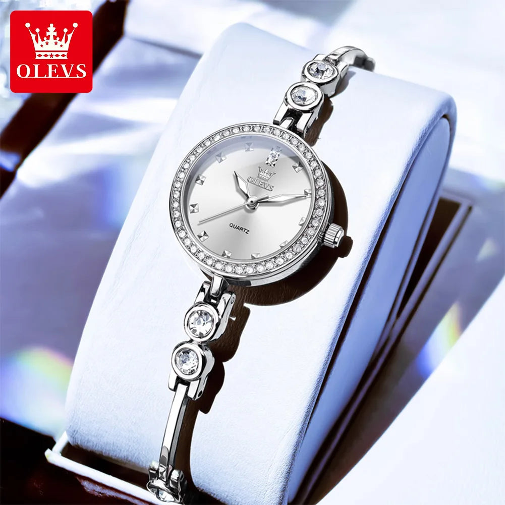 OLEVS 5670 Neue Damenarmbanduhren Wasserdichte Leuchtquarzuhr Edelstahlarmbanduhren für Damen Armbanduhr Reloj Mujer