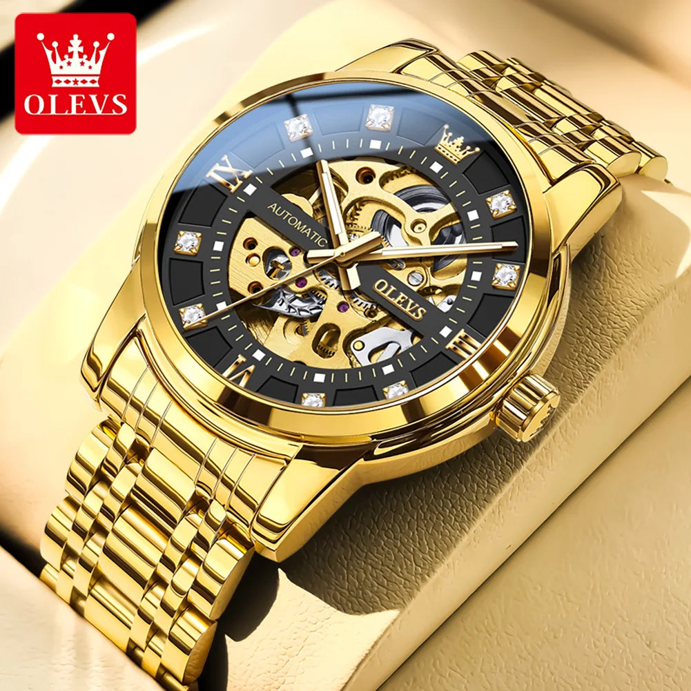 OLEVS 9901 Herrenuhr Skelett Mechanische Uhren für Herren Wasserdicht Leuchtend Herrenanzuguhr Original Luxusmarke