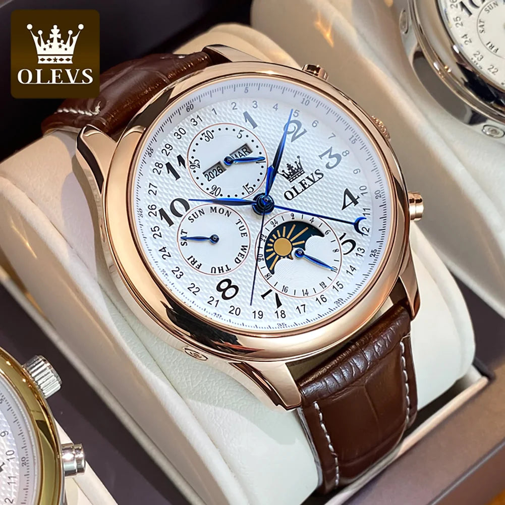 OLEVS 6667 Herrenuhr Mode Zifferblatt Mechanische Armbanduhr Für Herren Top Marke Original Moonswatch Wasserdicht Männer Handuhr